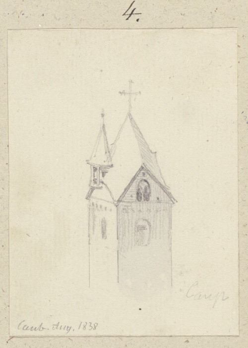 Turm der Pfarrkirche St. Trinitatis in Kaub von Carl Theodor Reiffenstein