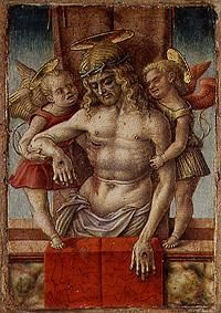 Der Leichnam Christi mit zwei Engeln von Carlo Crivelli