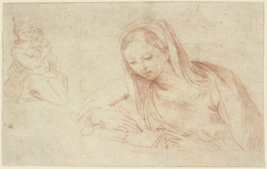 Lesende Maria (?), im Hintergrund Madonna mit Kind von Carlo Maratti