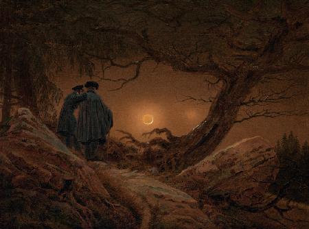 Zwei Männer in Betrachtung des Mondes 1819/20