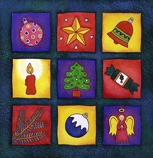 Christmas Decorations (w/c on paper)  von Cathy  Baxter