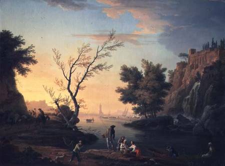 Seaport at Sunset von Claude Joseph Vernet