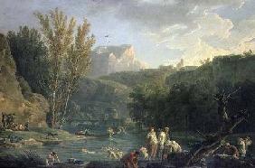 River Scene with Bathers