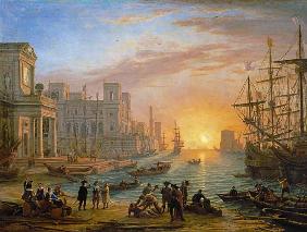 Hafen bei untergehender Sonne 1639