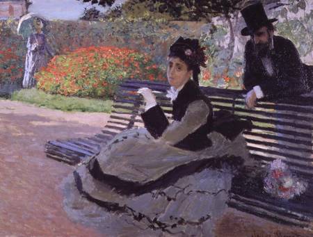 Madame Monet on a Garden Bench von Claude Monet