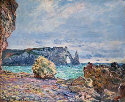 Etretat, Strand und Falaise d'Aval 1884