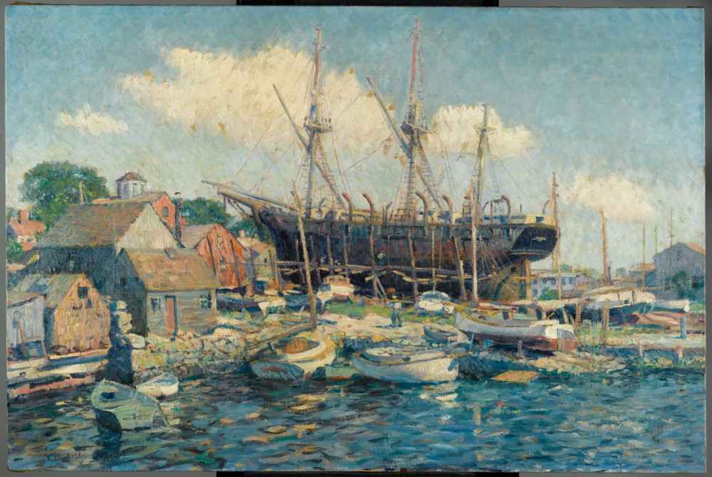 A Whaleship auf der Marine Railway in Fairhaven von Clifford Warren Ashley