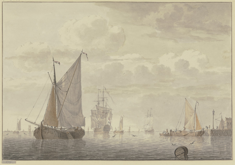 Vor Anker liegende Segelschiffe von Cornelis de Grient