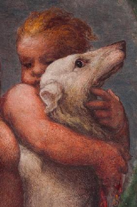 Speisesaal der Äbtissin des Klosters S.Paolo Ausschnitt aus dem Deckenfresko: Putto mit Hund.