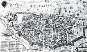 Map of Antwerp (engraving) (b/w photo) 1842