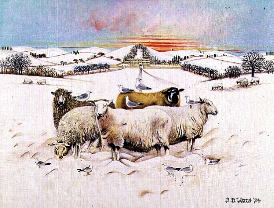 Sheep in front of Lyme Park von E.B.  Watts