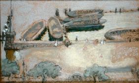 Loschplatz on the Aussenalster, 1913 (pastel on card) 