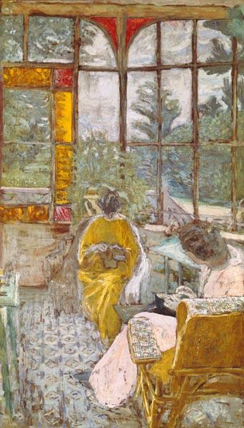 Two Women Embroidering on a Veranda 1912