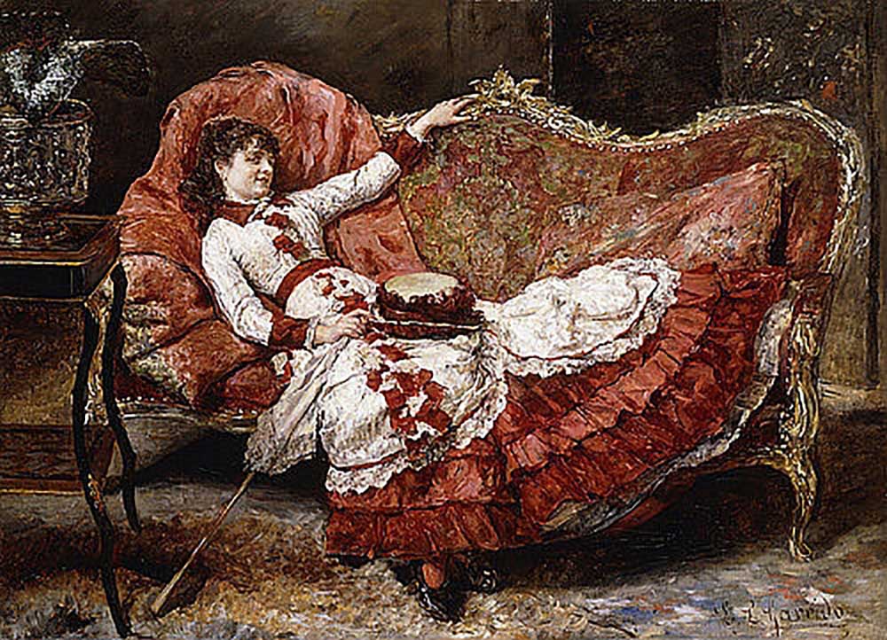 Elegante Dame in einem roten Kleid von Eduardo-Leon Garrido