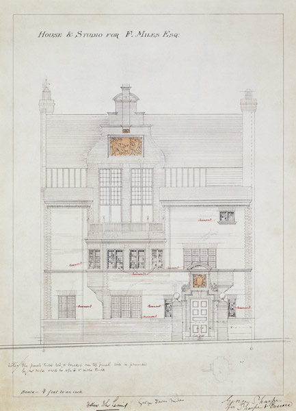 Working drawing for House and Studio for F. Miles Esq, Tite Street, Chelsea von Edward William Godwin