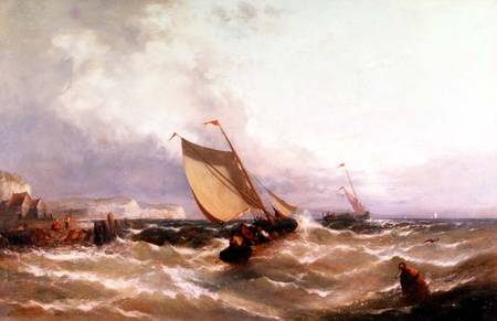 Fishing Boats off a Coastline von Edwin Hayes