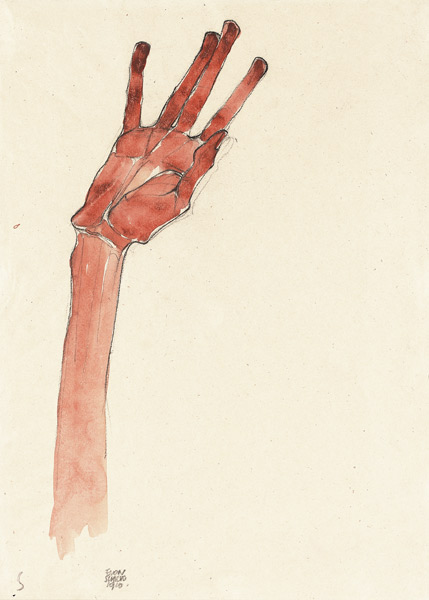 Erhobene rote Hand von Egon Schiele