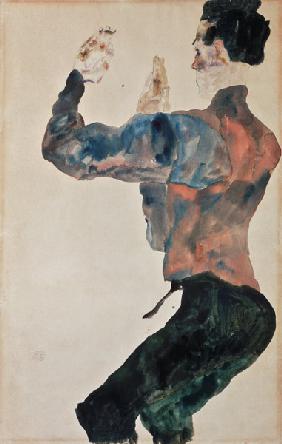 Selbstbildnis mit erhobenen Armen, Rückenansicht 1912