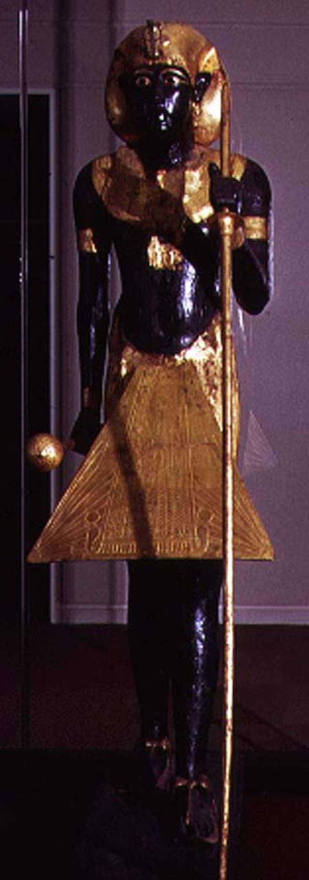 Life size statue of Tutankhamun from the Tomb of Tutankhamun (c.1370-1352 BC) New Kingdom  gilded br von Egyptian