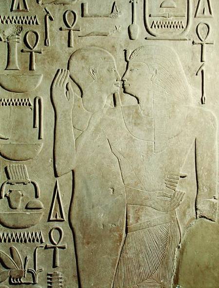 Sesostris I (ruled 1971-28 BC) being Embraced by the God Ptah, relief from the Temple of Amun, Karna von Egyptian