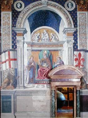 Saints Zenobius, Stephen and Lawrence, detail from the fresco in the Sala dei Gigli c.1470