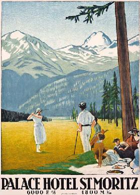Poster advertising the Palace Hotel at St. Moritz 1921