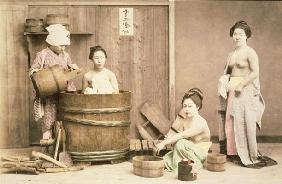 Geishas bathing, c.1880s (hand-coloured albumen print) 1825