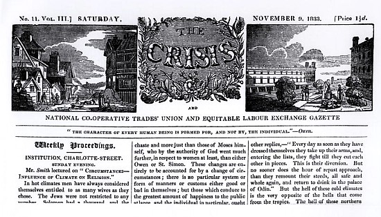 Front page of the ''National Co-operative Trades'' Union and Equitable Labour Exchange Gazette'', 9  von English School
