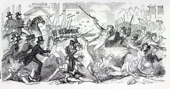 Plug Plot Riot in Preston, illustration from ''The Illustrated London News'', August 1842 von English School