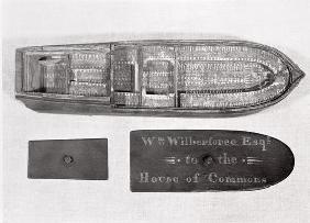 Aerial view of the model of the slave ship 'Brookes' used by William Wilberforce in the House of Com 1768