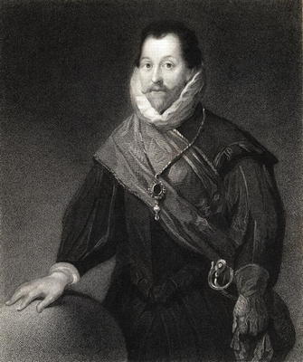 Sir Francis Drake (1540/3-96) from 'The Gallery of Portraits', published 1833 (engraving) von English School, (19th century)