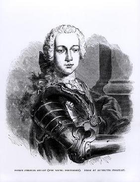 Portrait of Prince Charles Edward Stuart (1720-88) The Young Pretender (engraving) (b/w photo)