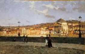 Quay along the Po River and the Church of Grande Madre di Dio, Turin 1882