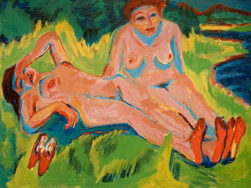 Zwei rosa Akte am See von Ernst Ludwig Kirchner