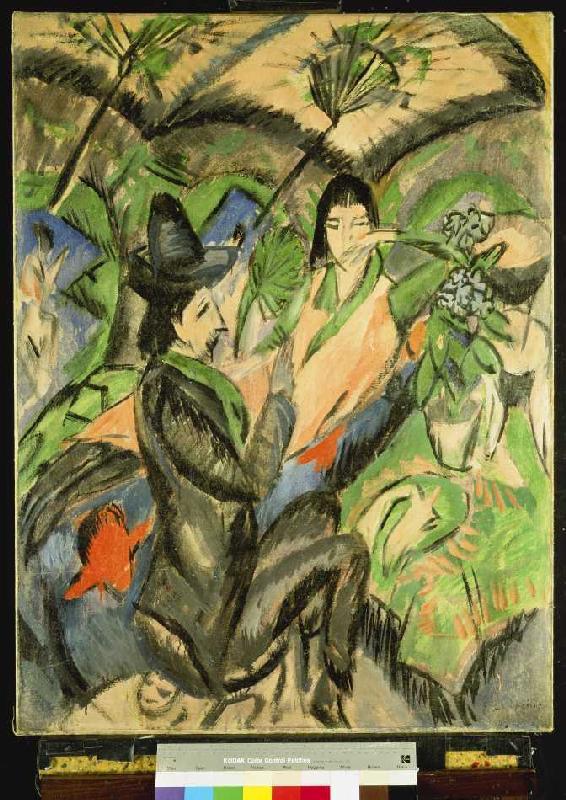 Paar unter einem Japanschirm. - Ernst Ludwig Kirchner als Kunstdruck oder  Gemälde.