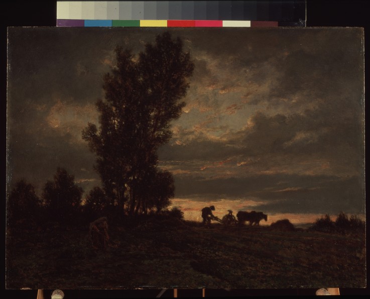 Landschaft mit Pflüger von Etienne-Pierre Théodore Rousseau