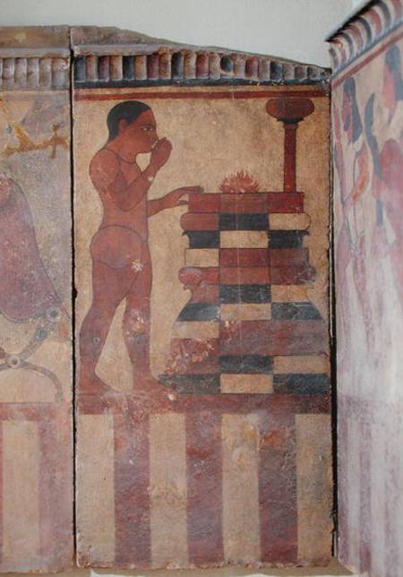 The Campana Plaque, detail of a nude priest before an altar, from Cerveteri von Etruscan
