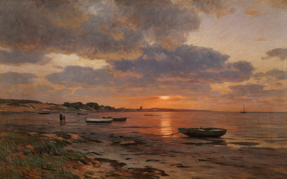 Sonnenuntergang an der Ostsee - Eugen Dücker als Kunstdruck oder