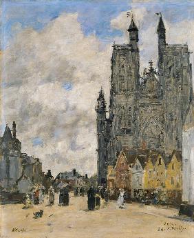 Der Platz vor der St.-Vulfran-Kirche in Abbeville 1884