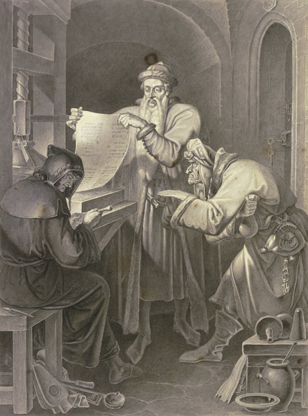 Johannes Gutenberg erfindet die Druckerkunst - Ferdinand Fellner als  Kunstdruck oder Gemälde.