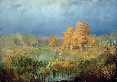 Moor im Wald. Herbst 1872