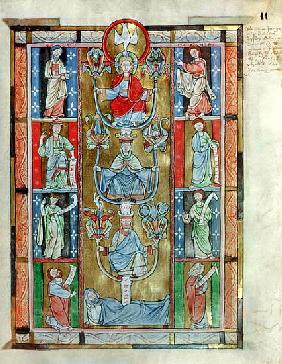 Ms 340 fol.11r The Tree of Jesse, from ''De Laudibus Sancte Crucis'' Rabanaus Maurus (c.780-856) fro