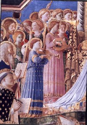 The Coronation of the virgin, detail of musical angels from the left hand side c.1430-32