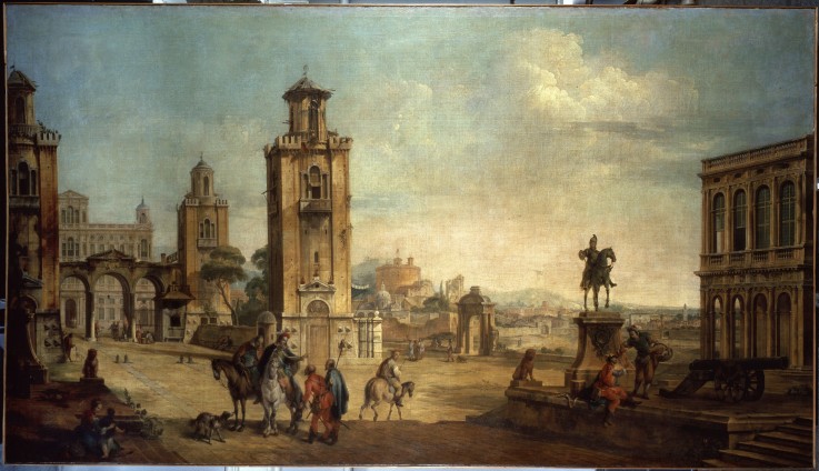 Blick auf eine Stadt von Francesco Battaglioli