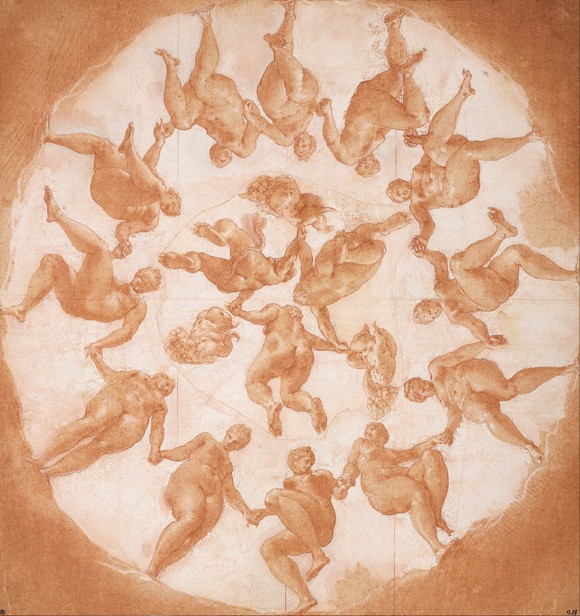 Tanz der Horen, Entwurf für das zentrale Plafondbild der Galerie d´Ulysse in Fontainebleu von Francesco Primaticcio