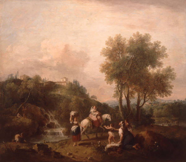 F.Zuccarelli, Landschaft mit Reiterin von Francesco Zuccarelli