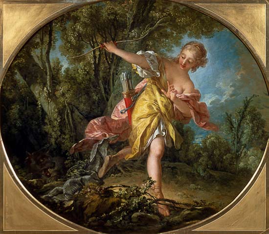 Rhea Sylvia fleeing from the Wolf von François Boucher