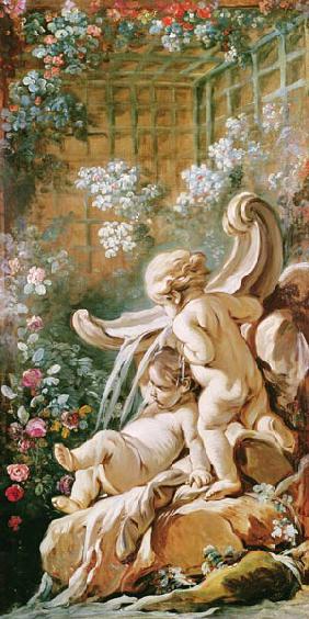 Two Cupids by a Basin, from the salon of Gilles Demarteau c.1750-65