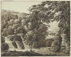 Gebirgslandschaft mit Wasserfall