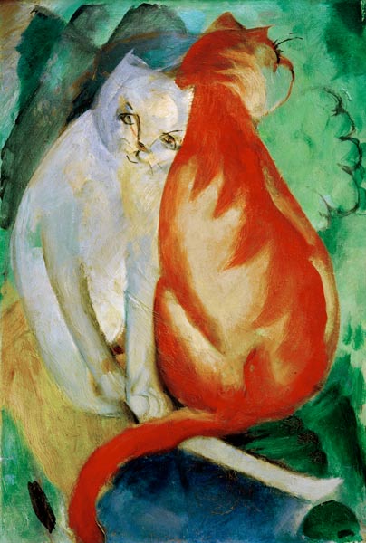 Katzen, rot und weiß von Franz Marc